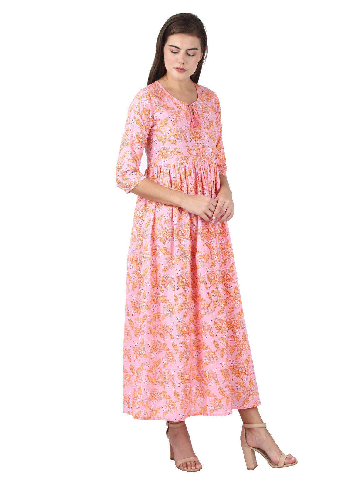 Kaajh Women's Pink Floral Print kurta | Grocsy