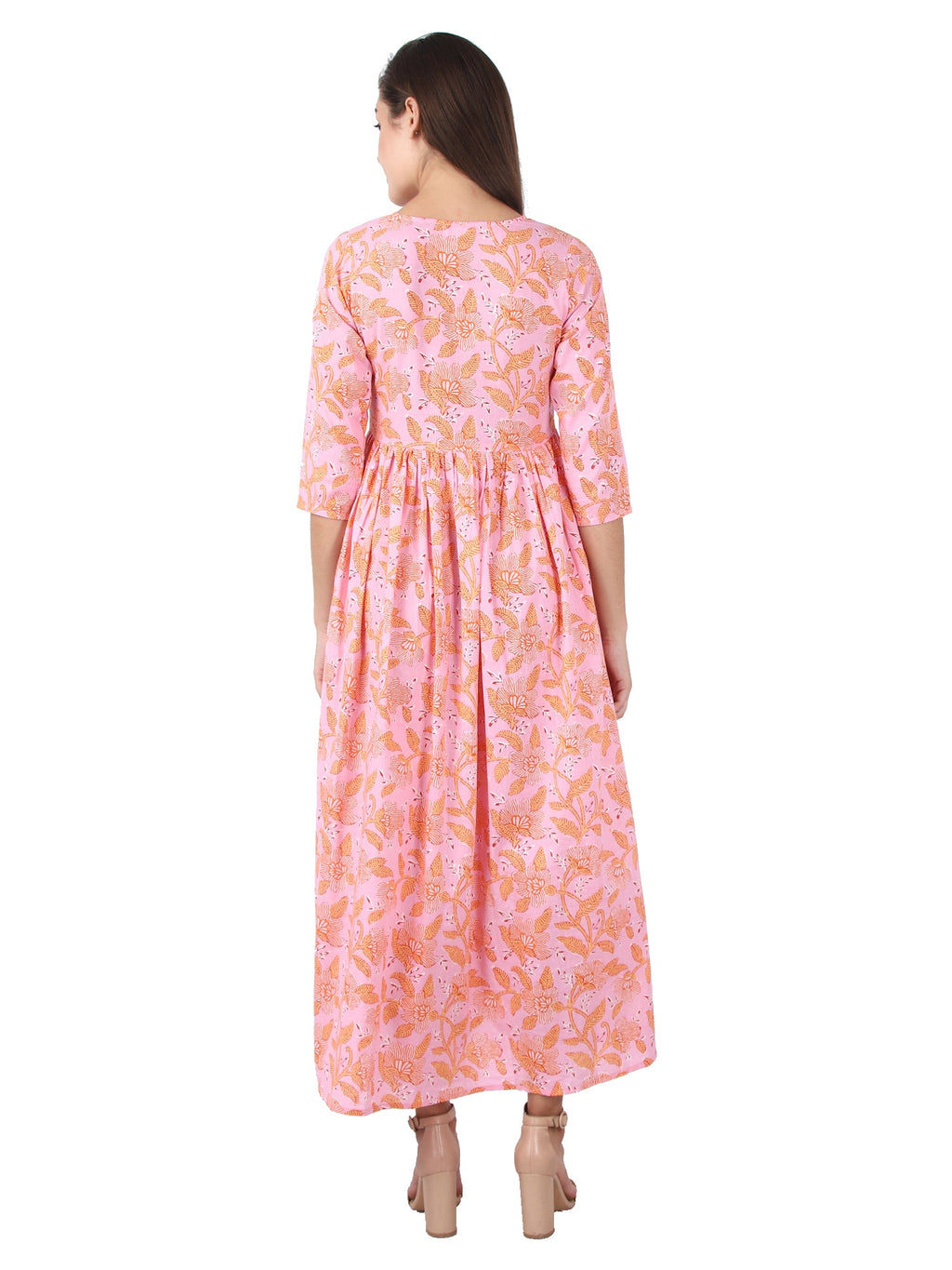 Kaajh Women's Pink Floral Print kurta | Grocsy