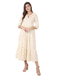 Kaajh Off White Gold Print kurta For Women | Grocsy