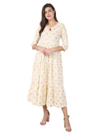 Kaajh Off White Gold Print kurta For Women | Grocsy