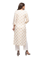 Kaajh Women's Off White Gold Print kurta | Grocsy