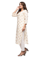 Kaajh Women's Off White Gold Print kurta | Grocsy