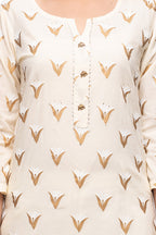 Kaajh Women's Off White Gold Print kurta | Grocsy