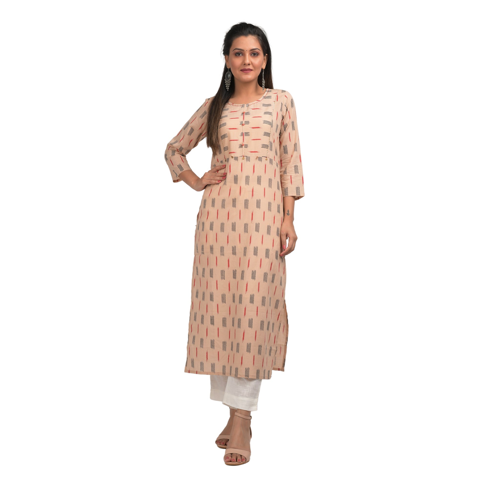 Kaajh Women's Beige Printed Casual kurta | Grocsy