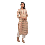 Kaajh Women's Beige Printed Casual kurta | Grocsy