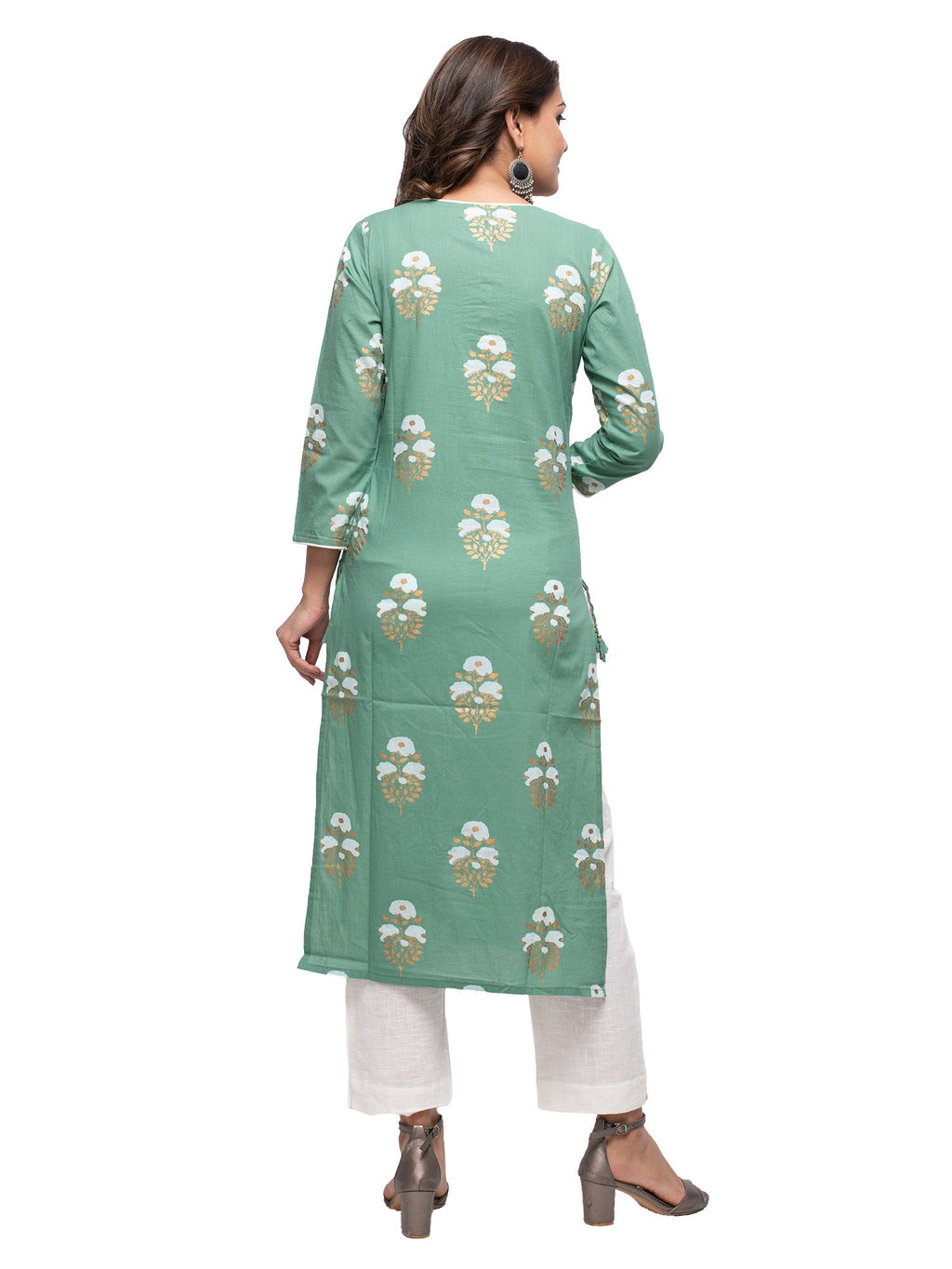 Kaajh Green Floral Print kurta For Women | Grocsy