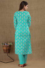 Kaajh Women's Green Floral Printed Suit Set | Grocsy