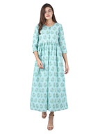 Kaajh Sky Blue Floral Print Anarkali kurta For Women | Grocsy