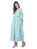Kaajh Sky Blue Floral Print Anarkali kurta For Women | Grocsy