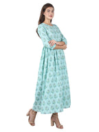 Kaajh Sky Blue Floral Print Anarkali kurta For Women | Grocsy