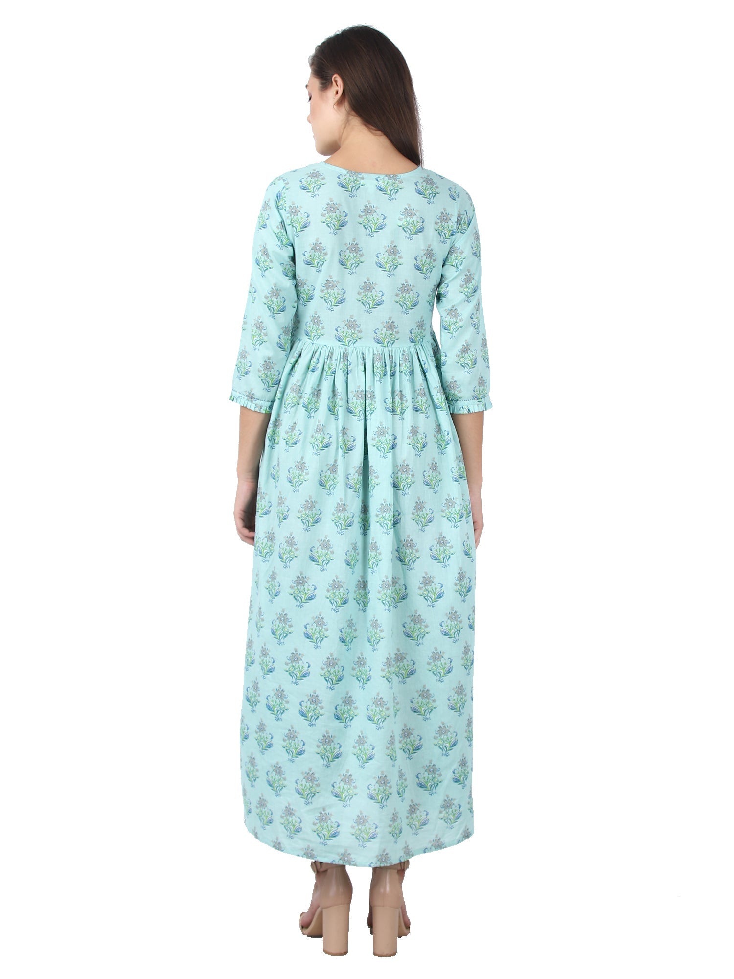 Kaajh Sky Blue Floral Print Anarkali kurta For Women | Grocsy
