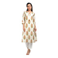 Kaajh Women's Off White Booti Print kurta | Grocsy