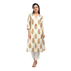 Kaajh Women's Off White Booti Print kurta | Grocsy