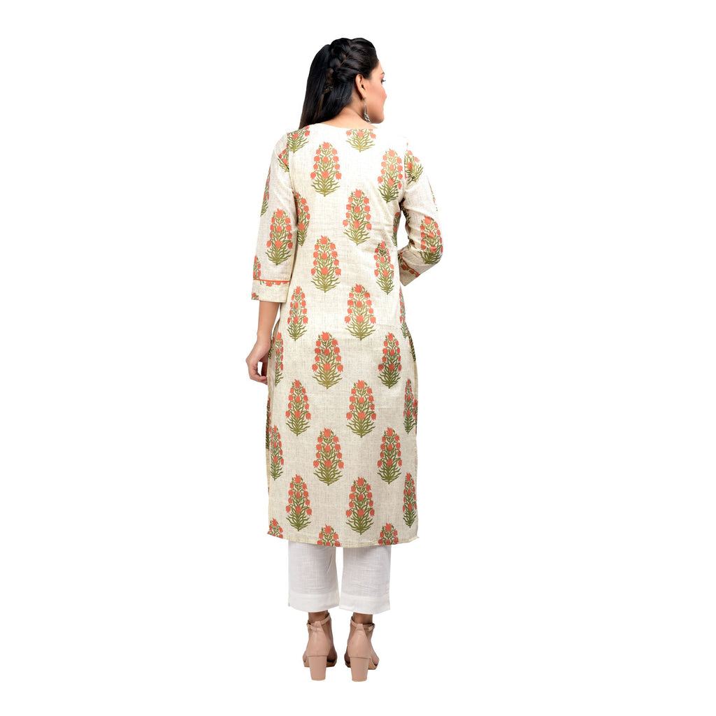 Kaajh Women's Off White Booti Print kurta | Grocsy