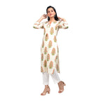 Kaajh Women's Off White Booti Print kurta | Grocsy