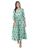 Kaajh Women's Sky Blue Floral Print Anarkali kurta | Grocsy