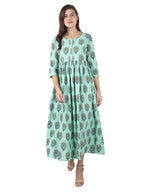 Kaajh Women's Sky Blue Floral Print Anarkali kurta | Grocsy
