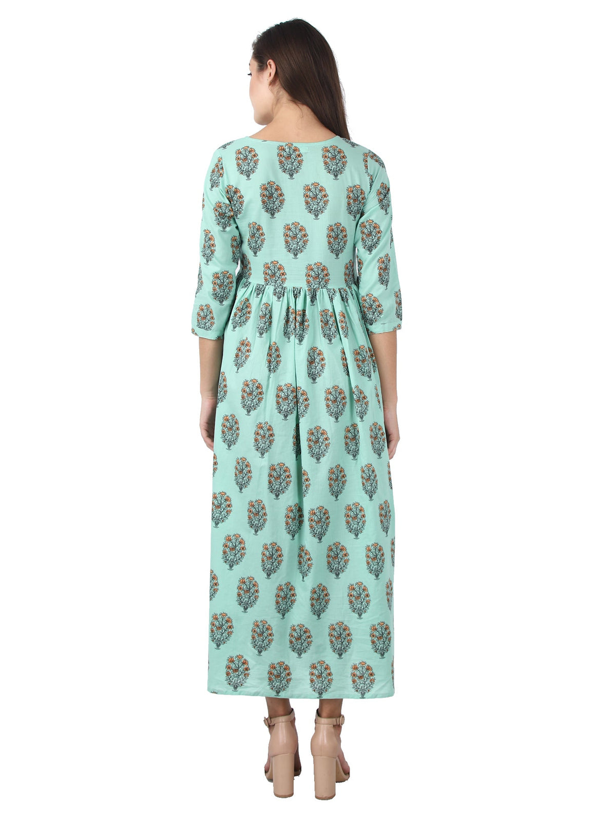 Kaajh Women's Sky Blue Floral Print Anarkali kurta | Grocsy