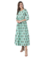 Kaajh Women's Sky Blue Floral Print Anarkali kurta | Grocsy