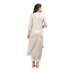 Kaajh Women's Off White Thread Embroidery Kurta | Grocsy