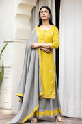 Kaajh Women's Lemon Grey Print Suit Set | Grocsy