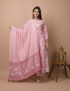Kaajh Women's Pink Floral Print Suit Set | Grocsy