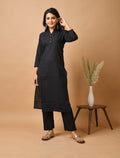 Kaajh Women's Black Solid Metal Embellishment Kurta | Grocsy