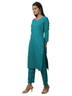 Kaajh Women's Green Solid Sequin Embellishment Kurta | Grocsy