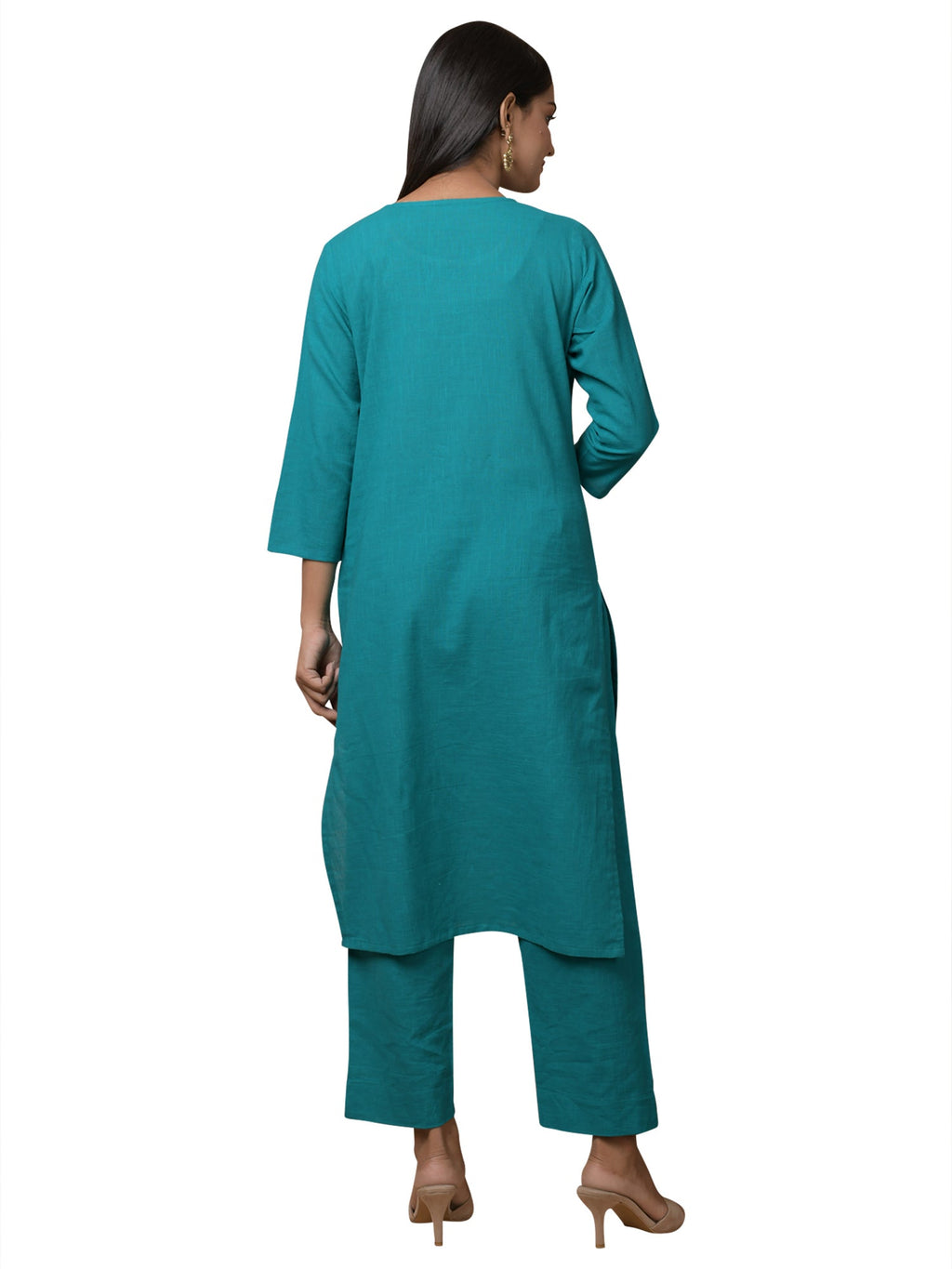 Kaajh Women's Green Solid Sequin Embellishment Kurta | Grocsy