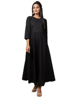 Kaajh Women's Black Solid Sequin Anarkali Kurta | Grocsy