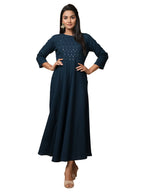 Kaajh Women's Blue Solid Sequin Anarkali Kurta | Grocsy