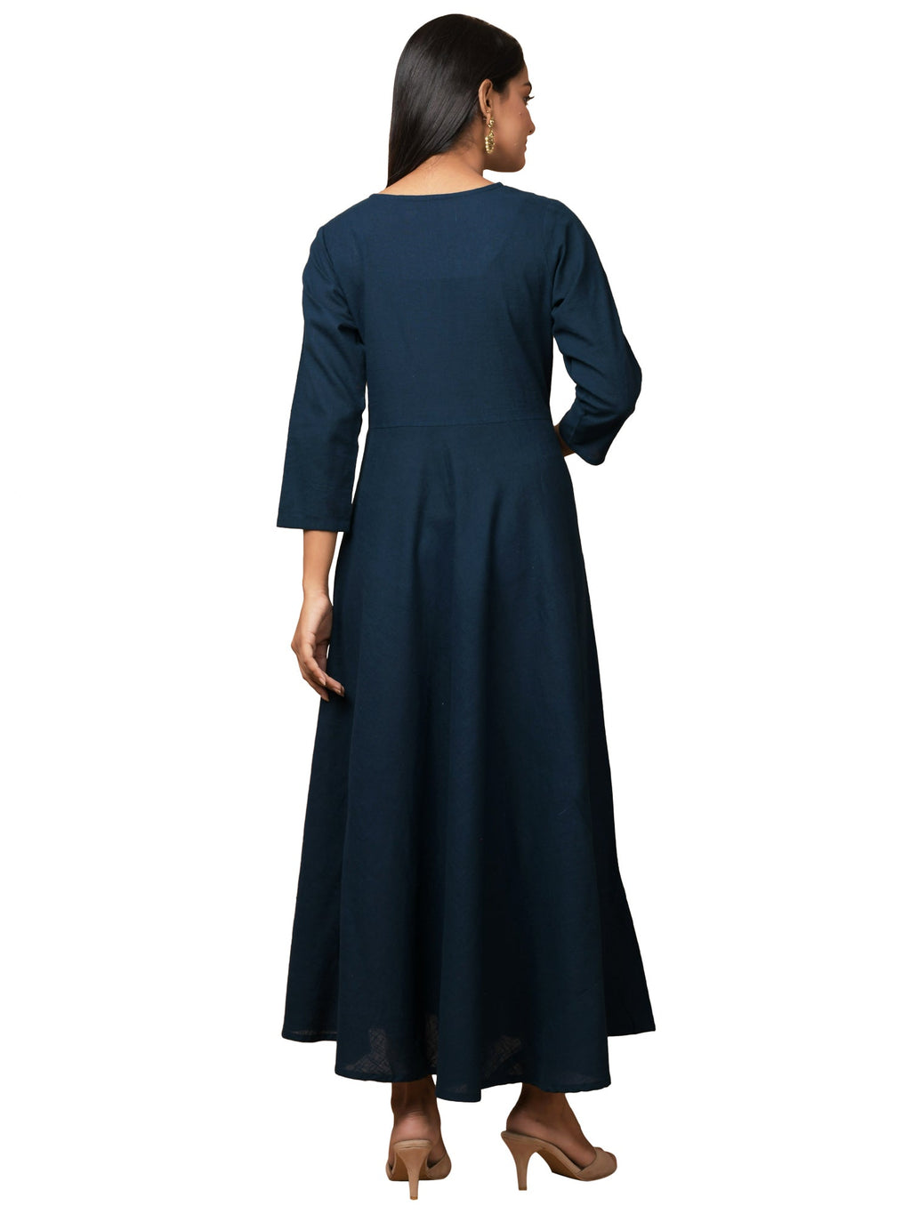 Kaajh Women's Blue Solid Sequin Anarkali Kurta | Grocsy