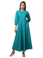 Kaajh Women's Green Solid Sequin Anarkali Kurta | Grocsy