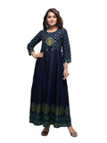 Kaajh Women's Blue Mirror Embellishment Ethnic Kurta | Grocsy