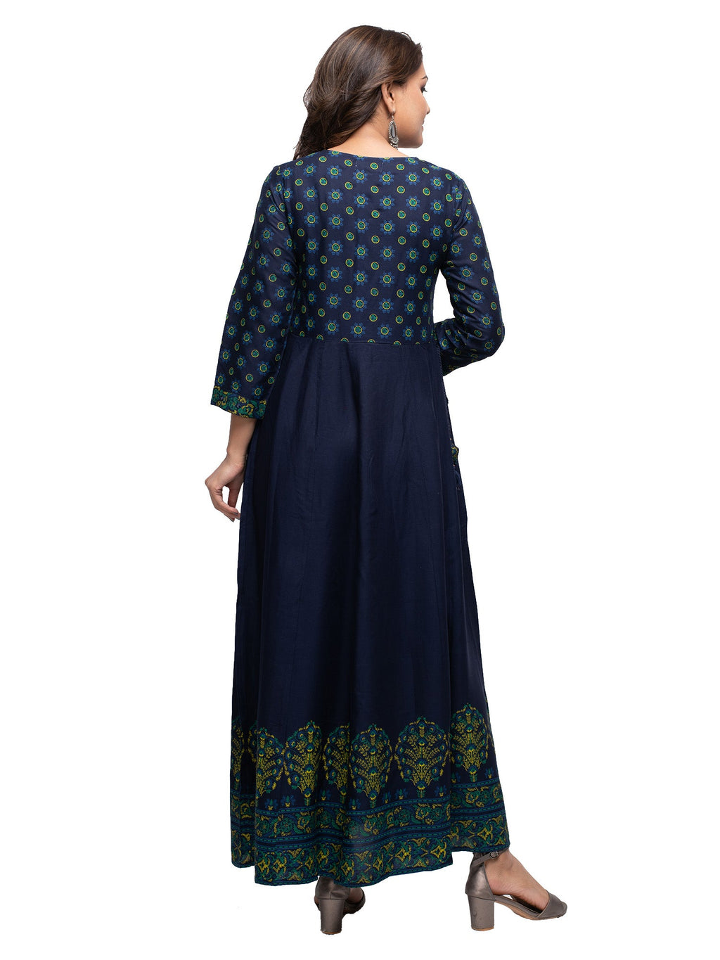Kaajh Women's Blue Mirror Embellishment Ethnic Kurta | Grocsy