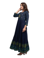 Kaajh Women's Blue Mirror Embellishment Ethnic Kurta | Grocsy