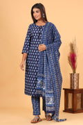 Kaajh Blue Floral Print Suit Set For Women | Grocsy