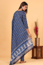 Kaajh Blue Floral Print Suit Set For Women | Grocsy