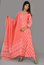 Kaajh Pink Suit Set In Floral Print For Women | Grocsy