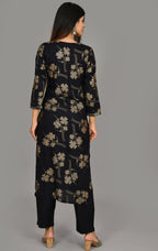 Kaajh Women's Black Printed Modal Kurta Pant Set | Grocsy