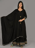 Kaajh Women's Black Metal Embellishment Printed Suit Set | Grocsy