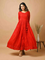 Kaajh Women's Red Zari Embellishment Angrakha Suit Set | Grocsy