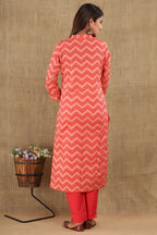 Kaajh Women's Pink Zigzag Print Suit Set | Grocsy