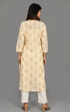 Kaajh Women's Off White Cotton Kurta Pant Set | Grocsy