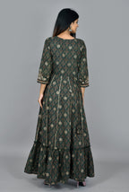 Kaajh Women's Green Zari Embroidery Anarkali Kurta | Grocsy