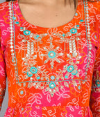 Kaajh Women's Orange Zari Embroidery Anarkali Kurta | Grocsy