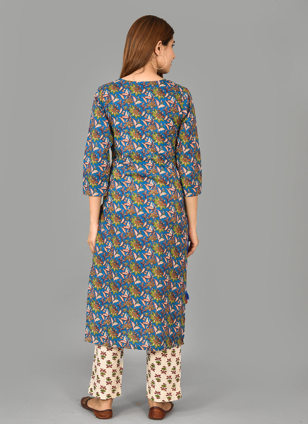 Kaajh Blue Floral Print Cotton Suit Set For Women | Grocsy