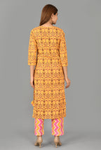 Kaajh Yellow Floral Print Suit Set For Women | Grocsy