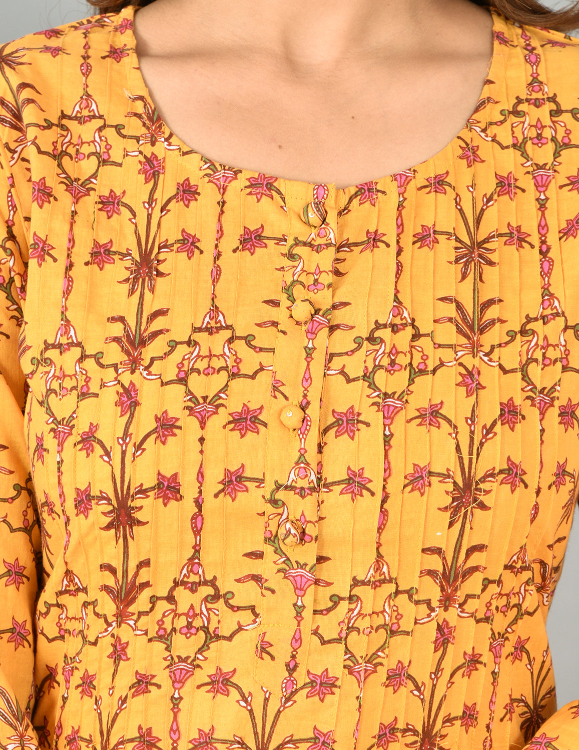 Kaajh Yellow Floral Print Suit Set For Women | Grocsy