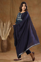 Kaajh Women's Blue Bandhej Embroidery Suit Set | Grocsy